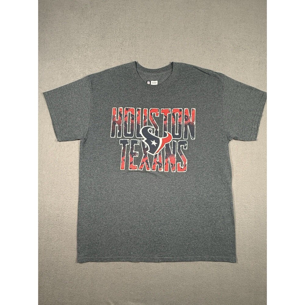 Houston Texans Graphic T-Shirt Men's Size Large L Gray NFL Team Apparel.  #0013